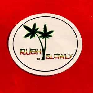 Rush Slowly palm oval sticker